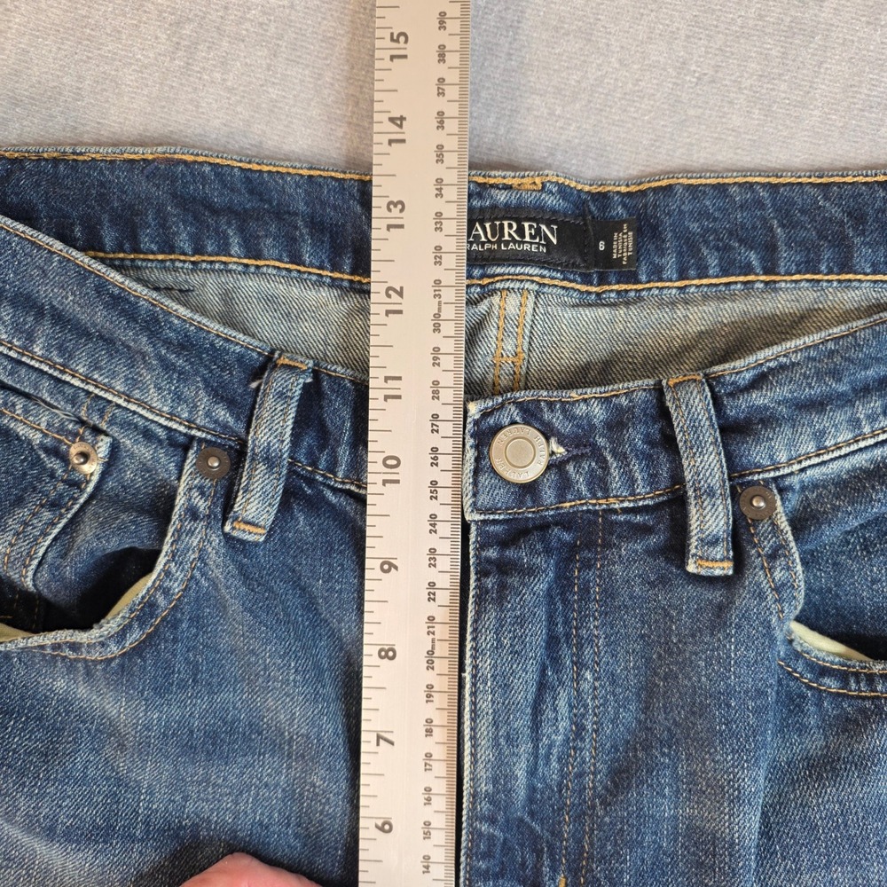 Lauren Ralph Lauren Jeans Womens 6 Blue Cotton Straight Leg Denim Boho Lace Chic - Picture 12 of 15